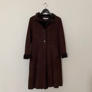 Calvin Klein - Chocolate faux suede fur coat, XS